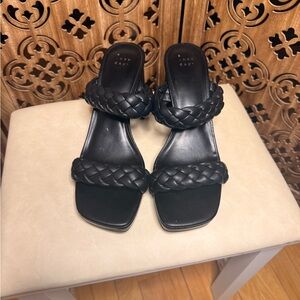 a new day Black Braided Double-Strap Chunky heels